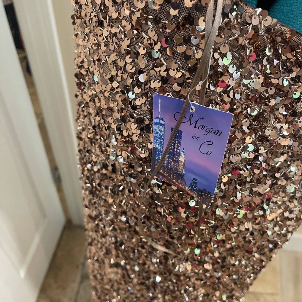 Morgan & Co. Brown Sequin Backless Dress - Picture 5 of 16